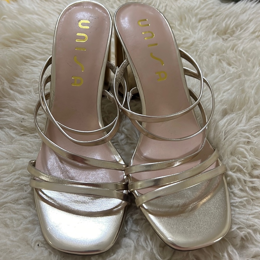 Gold unisa strappy heels 8.5